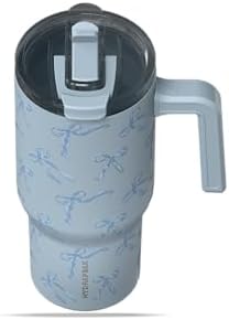 Hydrapeak Voyager 25oz Insulated Tumbler with Handle & 2-in-1 Sip & Straw Lid, Everyday Stainless Steel, Travel, Cupholder Friendly Water Bottle for Work, Office, School & Commuting (Blue Bows) image 4
