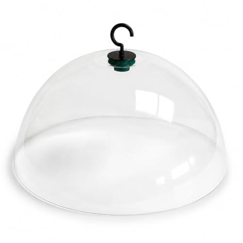 Garden Haven Squirrel Baffle for Bird Feeder Pole 40cm Clear Polycarbonate Dome Guard Squirrel Proof Bird Feeder Protector Outdoor Hanging Station Shield with 3 Adaptors for 12-25.5mm Poles