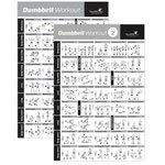 VOL 1+2 DUMBBELL EXERCISE POSTER 2-PACK LAMINATED - Workout Strength Training Chart - Build Muscle Tone, Tighten - Home Gym Weight Lifting - Body Building Guide w/ Free Weights & Resistance - 20