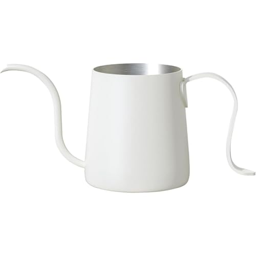 KQQKコーヒーポットドリップポットコーヒーポットコーヒーケトルドリップポットドリップケトル細口ケトルアウトドアキャンプアウトドア用コーヒー用品おしゃれ (ホワイト)