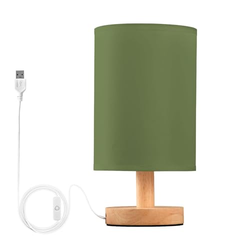 YEGAME Olive Green Solid Color Bedside Table Lamp for Bedroom
