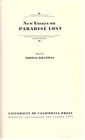 New Essays on " Paradise Lost " 0520013883 Book Cover