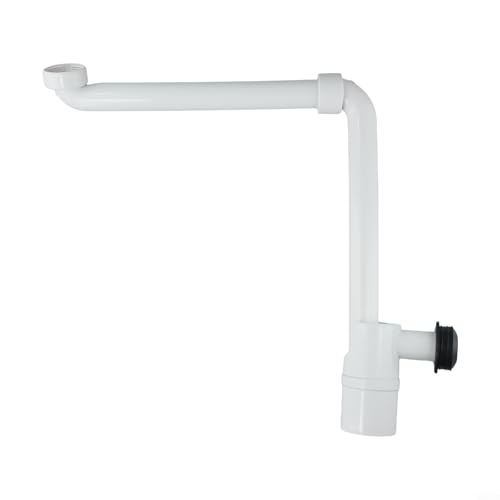 babominimer Trampa de residuos para fregadero que ahorra espacio, sifón de lavabo ajustable estándar de 1 1/4 pulgadas con filtro de pelo, tubo de drenaje giratorio de 360 grados para baño (blanco)