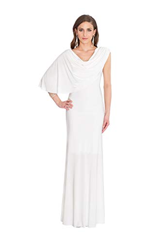 Goddiva - Vestito Lungo Drappeggiato Crema S/M