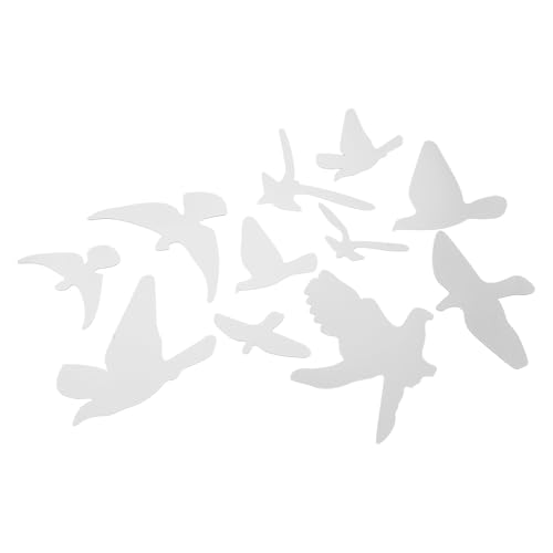 Uonlytech Stickers Muraux Pack de 11 Pièces Miroir Oiseau en Acrylique Argenté 3d Effet Décoratif Modernes et Uniques pour Décoration Murale Maison Cuisine