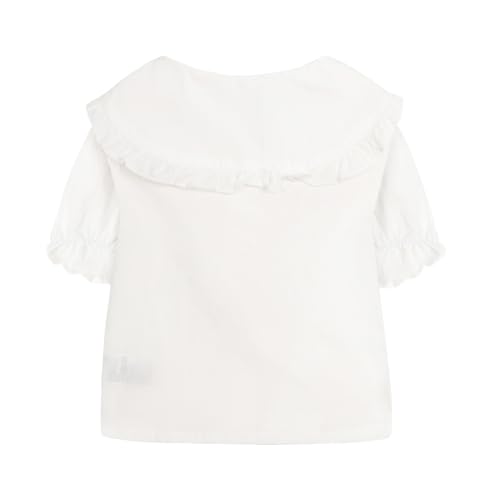 Image of Mud Kingdom Little Girls Peter Pan Collar Blouse Cotton Short Sleeve Button Up