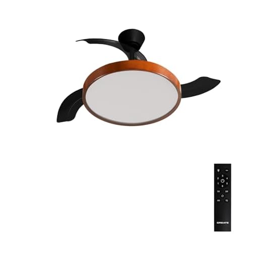 CREATE / WIND CLEAR M/Ventilador de techo con luz madera oscura con mando / 40W, Ø108 cm, temporizador, 6 velocidades, aspas retráctiles, 3 temperaturas de luz, función verano-invierno