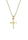 Elli Halskette Damen Kreuz Anhänger mit Sterngravur Glaube in 925 Sterling Silber Vergoldet