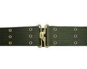 Pistol Belt, Sturdy, Olive Drab, Brass Hardware, Adj to 44