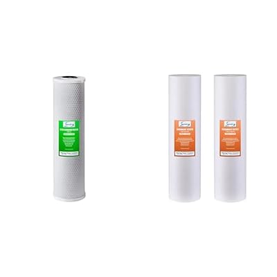 iSpring FC25B Whole House Water Filter Replacement Cartridge, CTO Carbon Block, 20” x 4.5” & 5-Micron 20” x 4.5” Whole House Water Filter Cartridges