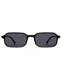 Appassal Retro Skinny Rectangle Sunglasses for Men Women 90s Narrow Sunnies Vintage Thin Frame AP3740 Black/Grey