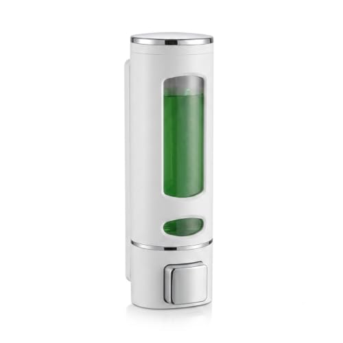 Image of CLIBO Wall Mounted White Liquid Soap Dispenser 400ml ABS Plastic for Bathroom N Kitchen | Handwash, Shampoo, Conditioner, Lotion, Shower Gel Dispenser | Leak-Proof, Durable & Easy Refill (Pack of 1)