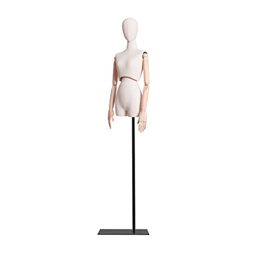 CDDUOLA Weibliche Kleiderform, Schaufensterpuppen-Torso verstellbare Höhe, mechanische Oberkörper-Taille drehbar für Schneider, Kleiderständer Display (Farbe: gebrochenes Weiß, Größe: Medium) Cover
