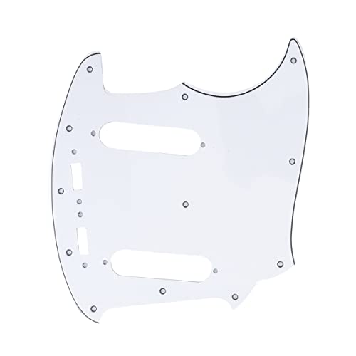 Musiclily Pro 12 Trous Guitare Pickguard Plaque de Protection pour JPN Fender Japan Mustang, 3plis Blanc - Les Beatles, Paul McCartney, John Lennon, RIngo Starr, George Harrison Musiclily Pro 12 Trous Guitare Pickguard Plaque de Protection pour JPN Fender Japan Mustang, 3plis Blanc