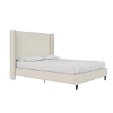 DHP Eveline Upholstered Platform Bed Frame - Queen in Textured Ivory Canvas