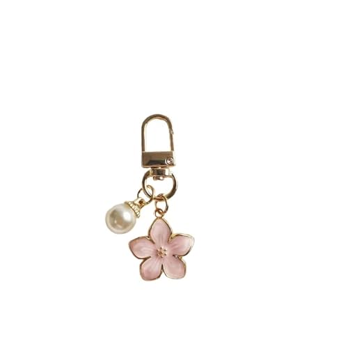 Fashion Flower Pearl Pendant Backpack Keychain - Suitable For Earphones And Mobile Phones(Pink)