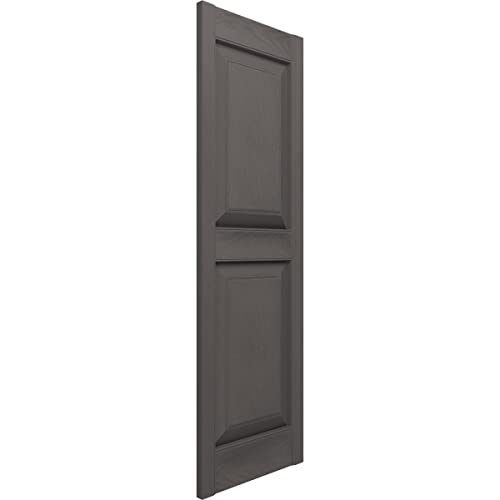 Ekena Millwork 14.75 In. W X 63 In. H Builders Edge, Standard Two Equal Panels, Raised Panel Shutters, Includes Matching Installation Spikes (Per Pair), 018 - Tuxedo Grey #TOP1