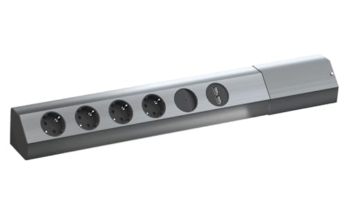 BACHMANN CASIA 4x Schutzkontakt, Schalter, USB-Charger, Edelstahl