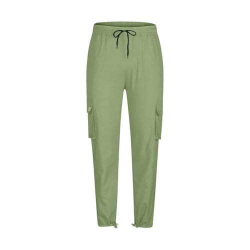 Cargo Pants for Men Elastic Waist Drawstring Straight Leg Joggers Relaxed Fit Plain Outdoor with Pockets Work Pant2