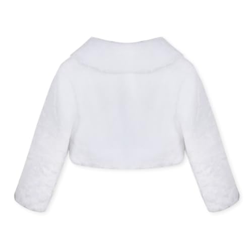 Girl's Faux Fur Long Sleeve Flower Girls Bolero Shrug Cape Jackets Princess Shawl Shrug for Wedding Party2