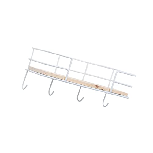 Ciieeo Mensola Da Parete Bianca Con Appendini in Ferro Battuto Scaffale Decorativo Stile Moderno Con Ganci Resistenti Per Cucina Camera e Ufficio Supporto Organizzatore Per Oggetti e Pian