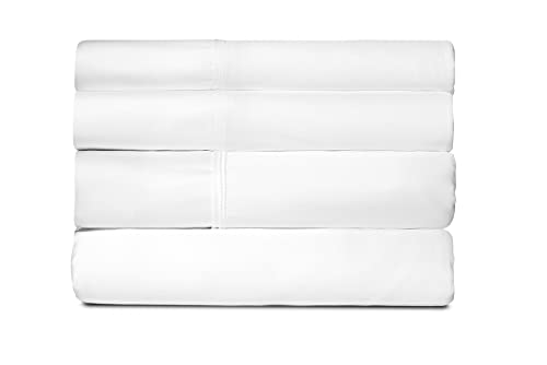 SHEEX - Active Comfort Cooling Sheets Set (King/California King) Bright White - Moisture Wicking - 1 Flat Cooling Sheet, 1 Fitted Cooling Sheet, 2 Cooling Pillow Covers - Wrinkle Free - Sleep Aid