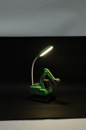 Image of Lexton 12 Inch Rechargeable Excavator Desk Lamp | LED Study Table Lamp with USB Charging Port, 360 Rotatable Neck, Phone Holder, Pencil Sharpener, Storage Box & ON /Off Button for Kids