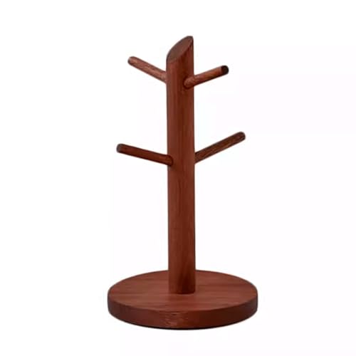 PINGSHI Boutique UK Supporto for tazze in legno a 4 ganci, portabicchieri in grezzo for bancone, lucidato a mano, organizer for bar del caffè(23.5 * 13cm)