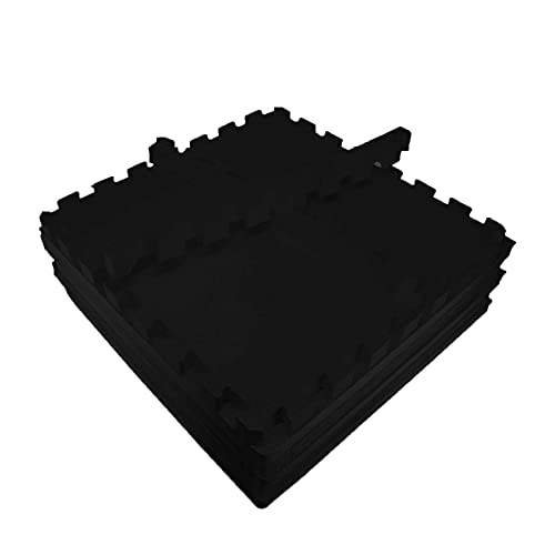 Kit com 8 Tatames Tapetes EVA Com Borda 50cm X 50cm X 1cm Preto