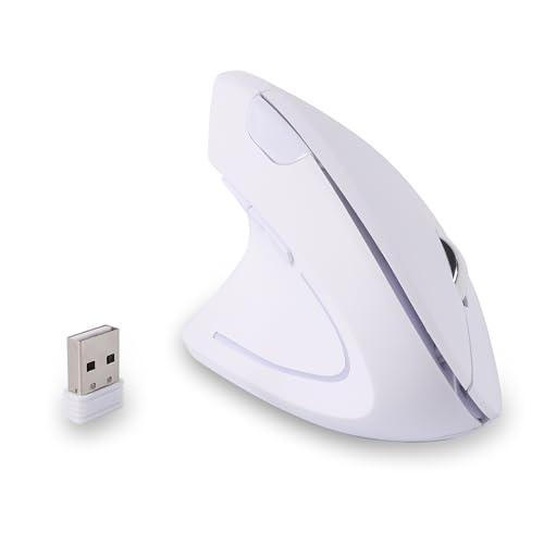 Ergonomische vertikale Maus für Linkshänder, weiße USB-Karpaltunnel-Lefty-Mäuse, 3 einstellbare DPI, 6 Tasten, für Laptop, PC, Computer, Mac, Desktop, Damen, Herren, Zuhause, Schule, Büro, Geschenk