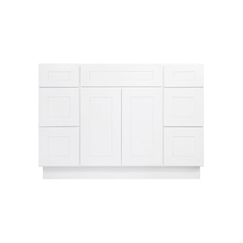 Image of Furinno Shaker Two Drawer Stack Bath Vanity Cabinet Without Top, Ready to Assemble, 21 D x 48 W x 34.5 H, White