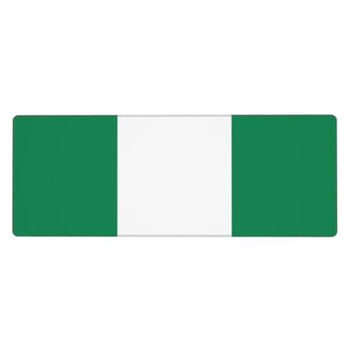 BROLEO Tapis de souris extra large avec motif drapeau du Nigeria - Pour bureau d'ordinateur - Clavier de jeu antidérapant - Version épaisse - 30,5 x 80 cm