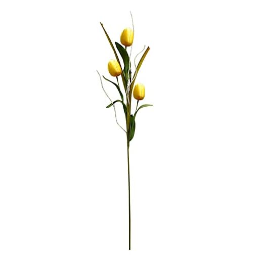 belupai 27.6 Pulgadas Flores de Tulipanes Artificiales, 3 Cabezas de Tallo Largo, Tulipanes de Imitación de Tacto Suave, Flores de Seda de Tacto Real, Tulipanes Falsos para Boda, Fiesta,(Amarillo)