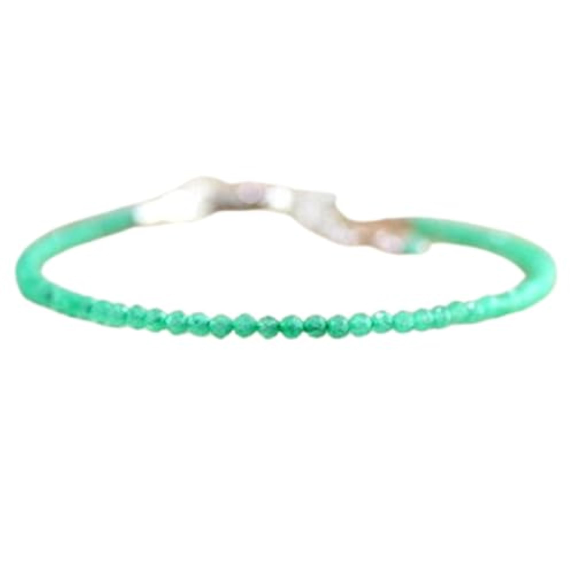 Chrysoprase Round Beaded Bracelet with Silver Lock, Adjustable