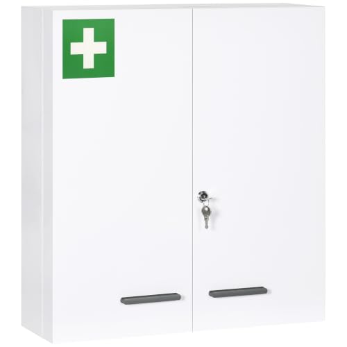 kleankin Armoire à Pharmacie Murale 6 Étagères 55 x 18 x 60 cm Blanc