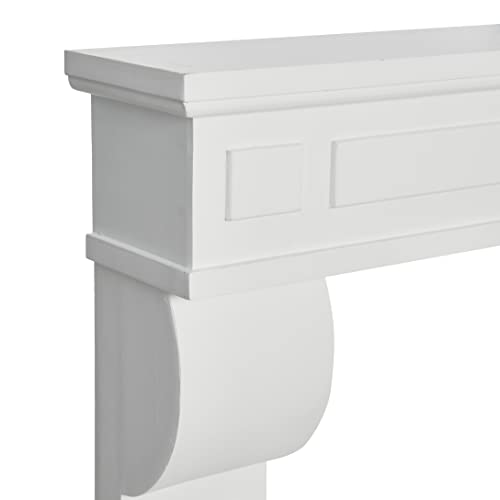 Image of Creative Co-Op Lodge Decorative Fireplace Mantel, Flat Paintable White