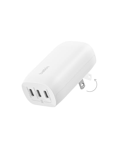 Belkin 3-Port USB C Charger Block 67W - PPS USB-C PD 3.1 Enabled Fast Charging Charger for iPhone 17 MacBook Pro AirPods Samsung Galaxy S25 Google Pixel 10 Nintendo Switch 2 & More - White