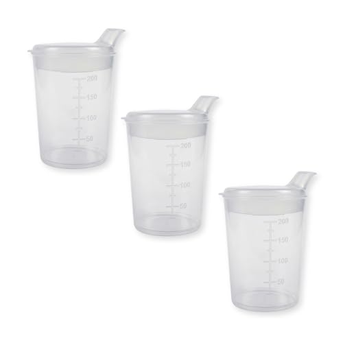 Medi-Inn+ Schnabelbecher Set - 3 Stück Unterteile mit 3 x Deckel 12 x 10 mm transparent Kunststoff Ideal für Kinder und Senioren