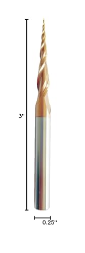 Image of 2pcs Tapered Ball Nose End Mill with 0.5mm Tip Diameter (Radius=0.25mm) 5 /4 inch*1 /4 inch *3 inchShank with CNC Router Bit 2D and 3D Engrave Carving Woodworking Tool