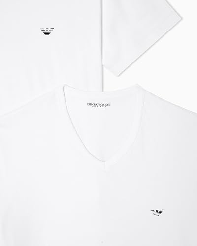 Emporio Armani Man's Core Logoband 2-Pack V Neck T-Shirt White M Regular, weiß/weiß, M – Ansicht 4