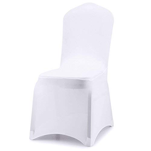 10 PCS White Chair Covers Polyester Spandex Dining Room Chair Covers for Living Room - Universal Stretch Chair Slipcovers Protector for Wedding, Banquet, and Party