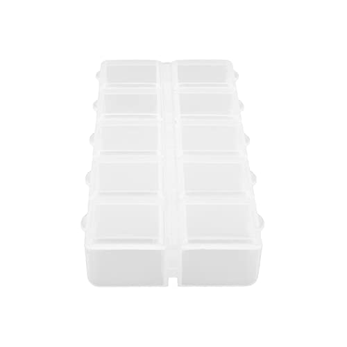 Image of Juvielich Clear Plastic Organizer Box,10 Fixed Grids Storage Container Jewelry Box for Beads Art DIY Crafts Jewelry Fishing Tackles 5.24 inchx2.36 inchx0.79 inch(LxWxH) 2PCS
