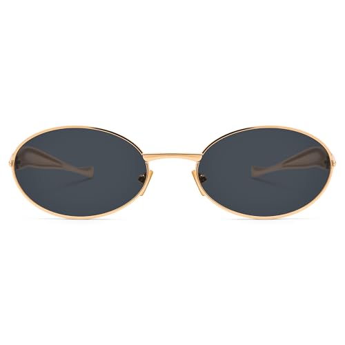 Hycredi Retro Oval Sunglasses for Women Men, Trendy Classic Metal Frame 90s Small Face Shades, UV400 Chic Sun Glasses 20253