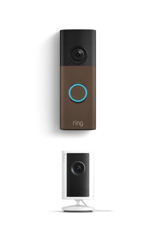 Image of Ring Battery Doorbell (newest model), Matte Mocha with Indoor Cam Plus, White