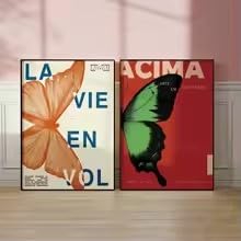 BMGKYAGL Cuadro decorativo moderno de mariposas francesas para pared, ideal para sala de estar o dormitorio (40x60cmx2/sin marco).