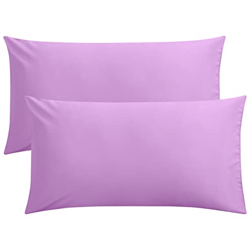FLXXIE 2 Pack Microfiber King Pillow Cases, 1800 Super Soft Pillowcases with Envelope Closure, Wrinkle, Fade and Stain Resistant Pillow Covers, 20x36, Lavender