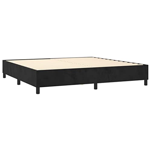 Seniorenbett Gästebetten,Boxspringbett mit Matratze Schwarz 200x200 cm Samt – Bild 6
