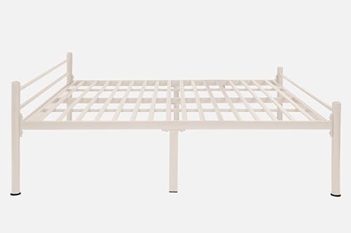 Image of Nivo Metal King Size Bed Without Storage | Wrought Iron Double Bed with Headboard & Footboard | Sturdy Powder Coated Platform Bed King Size Cot for BedroomLivingRoom Ivory (75x72)