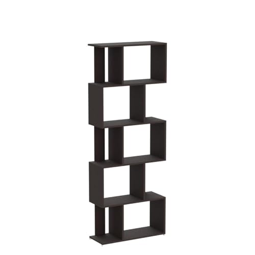 Image of ESTANTERIA Cube Book Shelf Wooden Engineer Wood Book Rack for Study Room 5 Tier Corner Rack Storage Organizer Modern Book Display Showcase Stand for Library, Living Room,Office(Wenge)