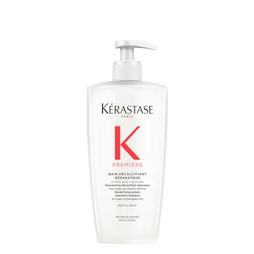 Kérastase, Première, Champú Descalcificante y Reparador, Para cabello dañado, Con Ácido Cítrico y Glicina, Sin Sulfatos, Bain Décalcifiant Réparateur, 500ml